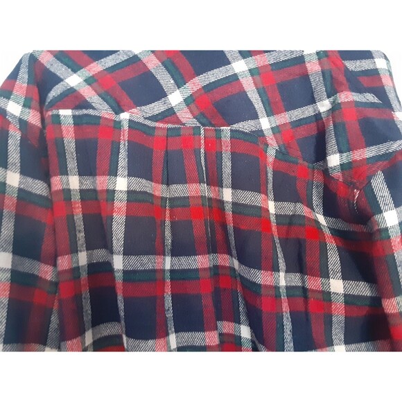NWOT Urban Republic XL Flannel Shirt Red Blue Plaid Slim Button Up Long Sleeves - Picture 9 of 10